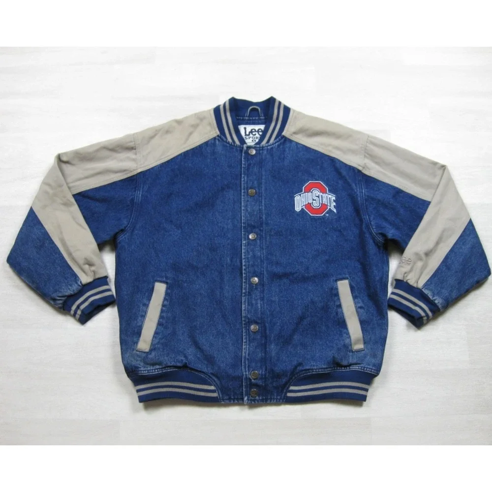 Vintage 90s Lee Sport Varsity Jacket Men's (L) Ohio State Buckeyes Denim
